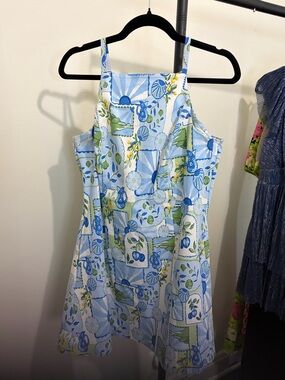 Francesca's Collections Blue & Green Floral Patchwork Sundress